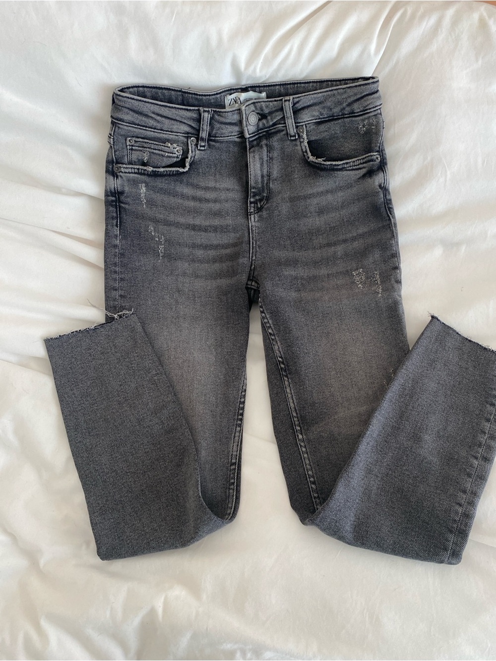 Zara grey mid waist skinny jeans